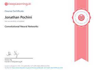 Deep Learning Specialization certificate