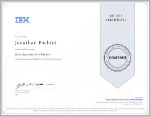 Data Analysis with Python certificate