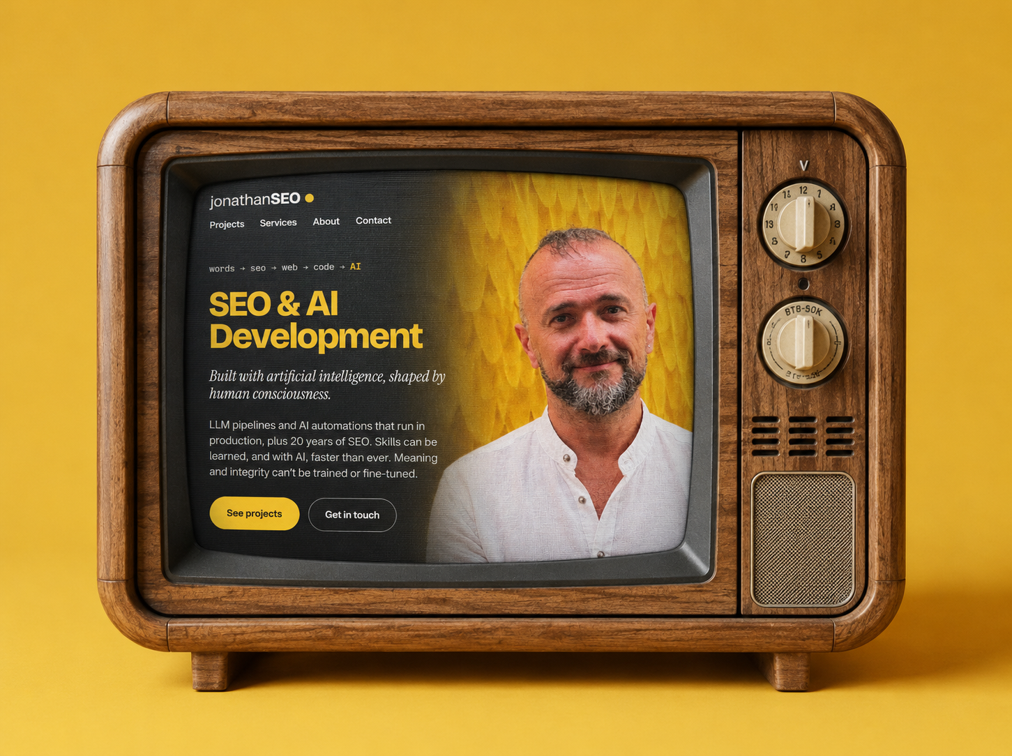 Retro TV showing jonathanseo's website